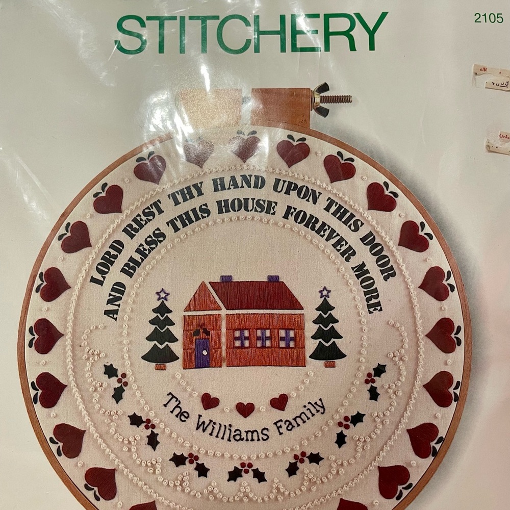Sunset Stitchery Embroidery Kit "Christmas Blessing" (Vintage, 1983) Holiday NOS